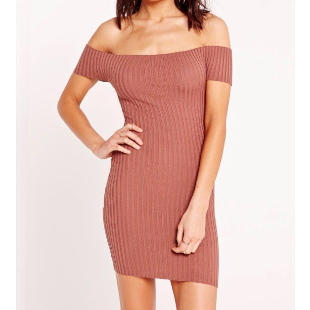 Pink Ribbed Bodycon Dress